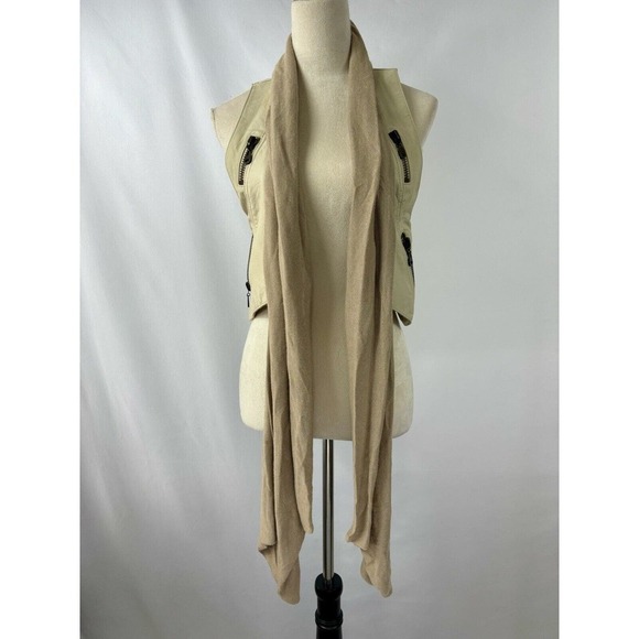 We Love Leather Doma Vest Cream Small Scarf Neck Zipper Accents - Picture 3 of 16